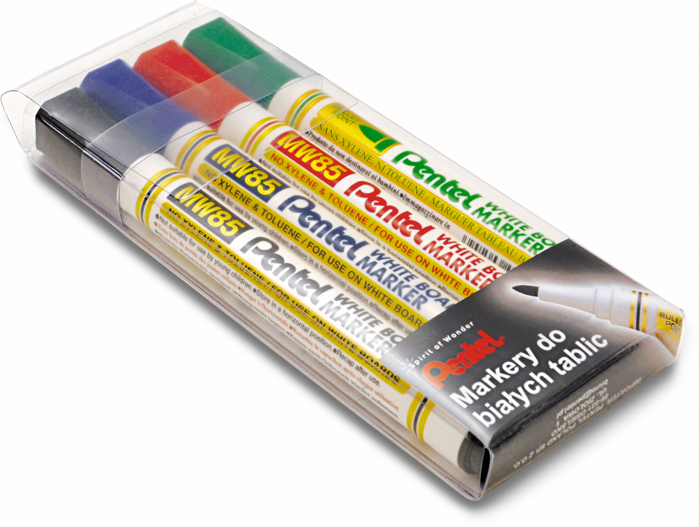 Marker suchościeralny MW85 4 kolory Pentel okrągły 