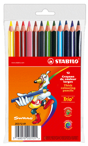 Kredki ołówkowe trójkątne jumbo 12 kolorów Trio Stabilo