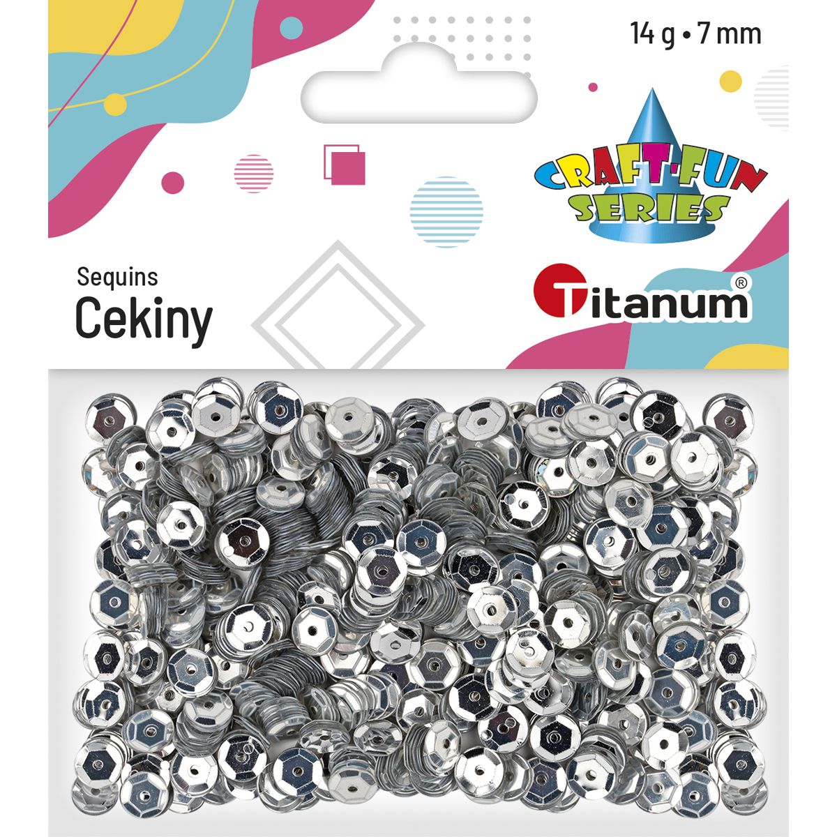 Cekiny okrągłe srebrne 14g Titanum