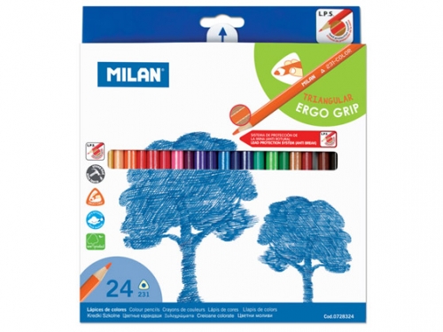 Kredki ołówkowe trójkątne 24 kolory Milan