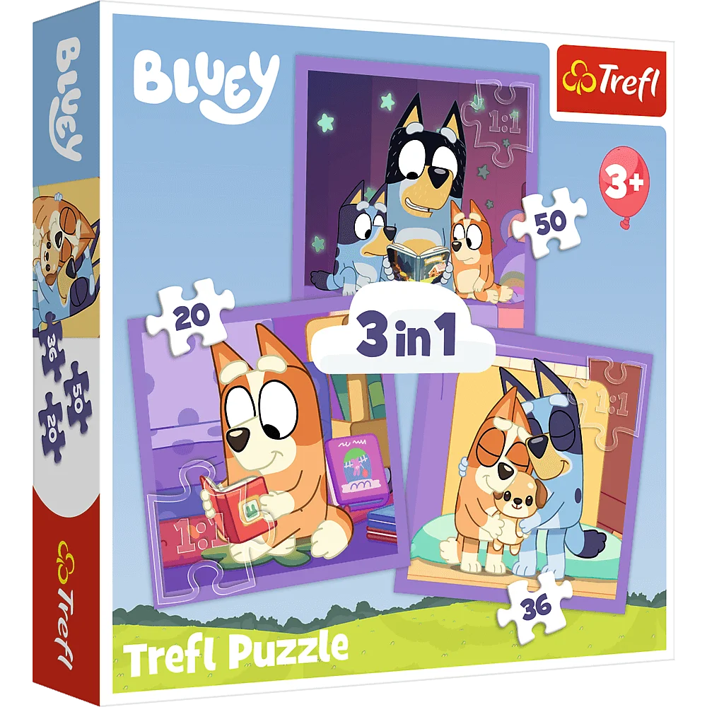  Puzzle 3w1 20/36/50 elementów Bluey +3 Trefl