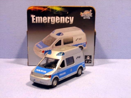 Auto Policja dźwięk/śwwiatło z napędem metalowe 13 cm Hipo
