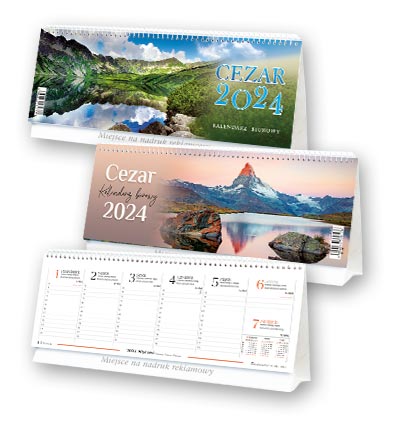 Kalendarz biurkowy stojący tygodniowy poziomy Cezar 2024 29x16cm Lucrum
