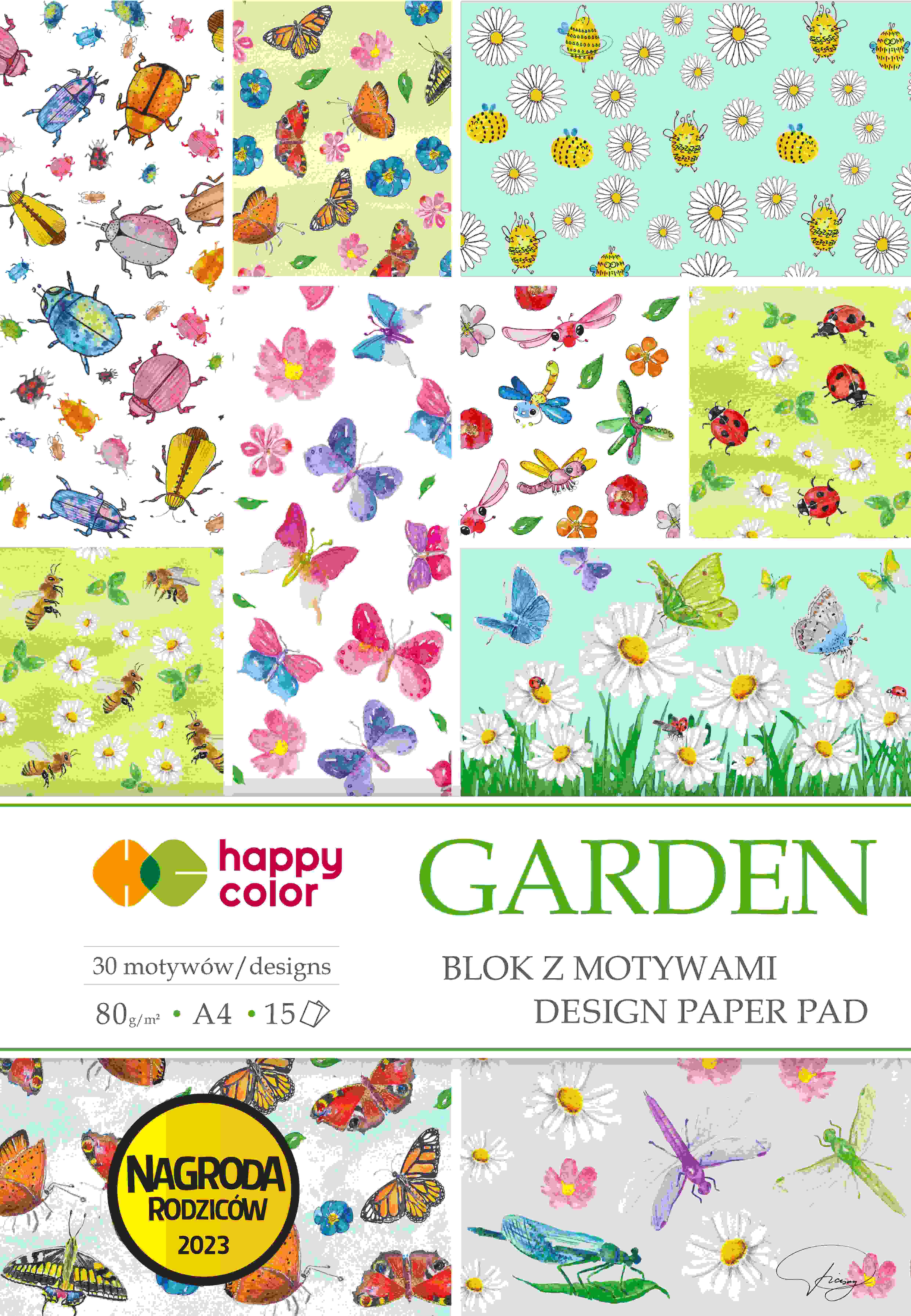 Blok z motywami Garden A4/15kart Happy Color