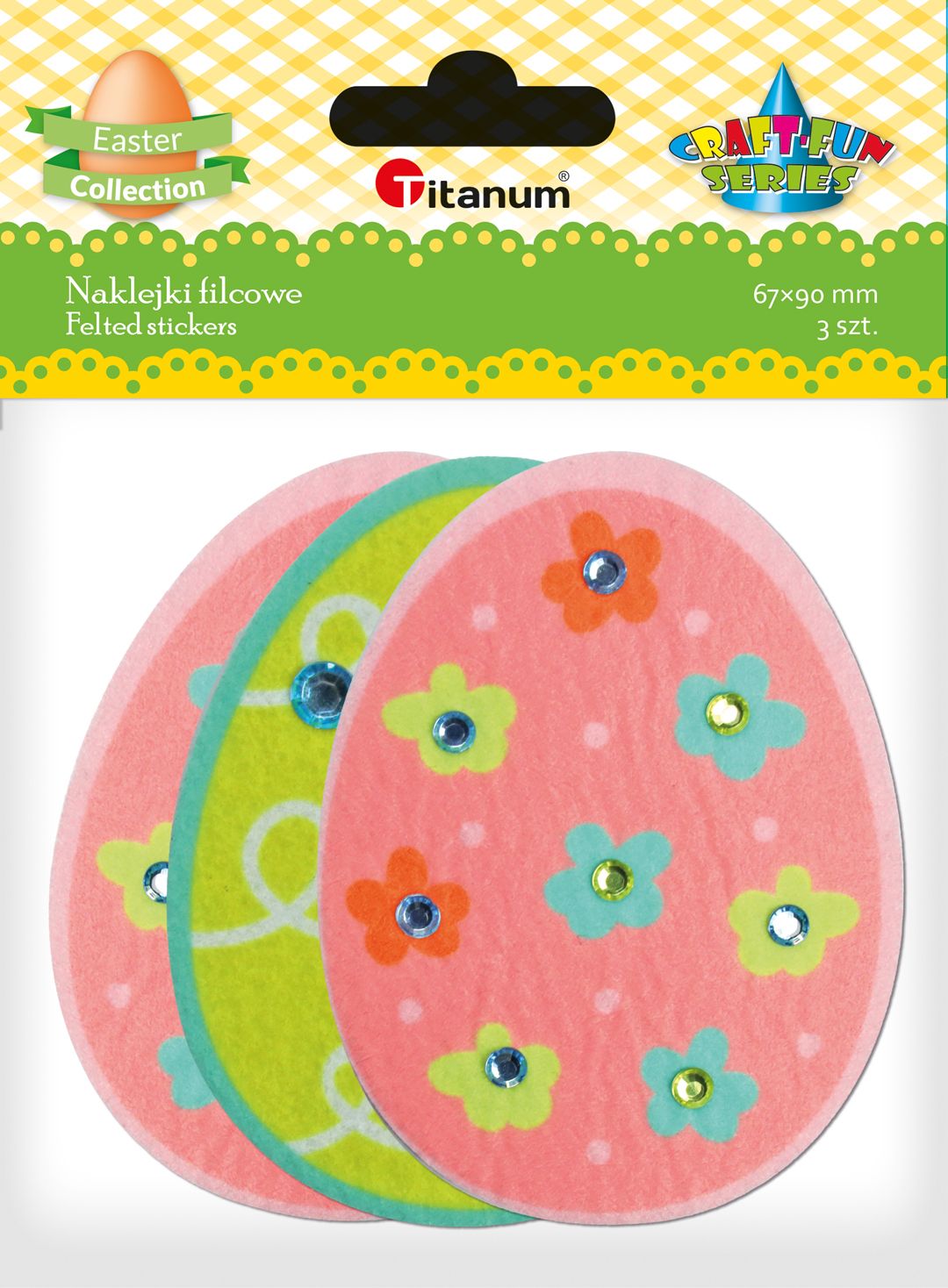 Naklejki filcowe wielkanocne 3szt Titanum