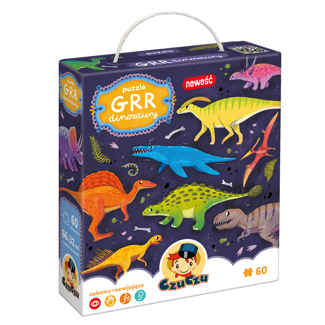 Puzzle 60 elementów dinozaury +4 CzuCzu
