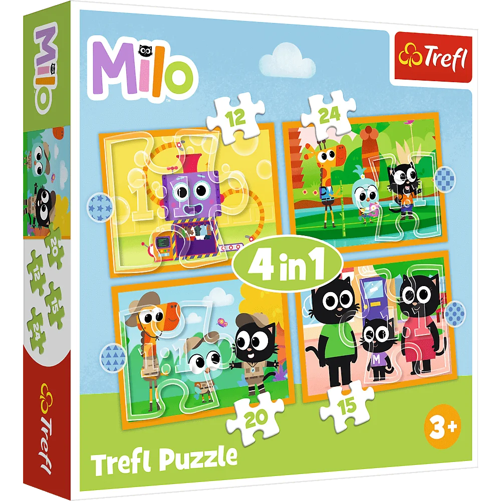  Puzzle 4w1 12/15/20/24 elementów Milo +3 Trefl