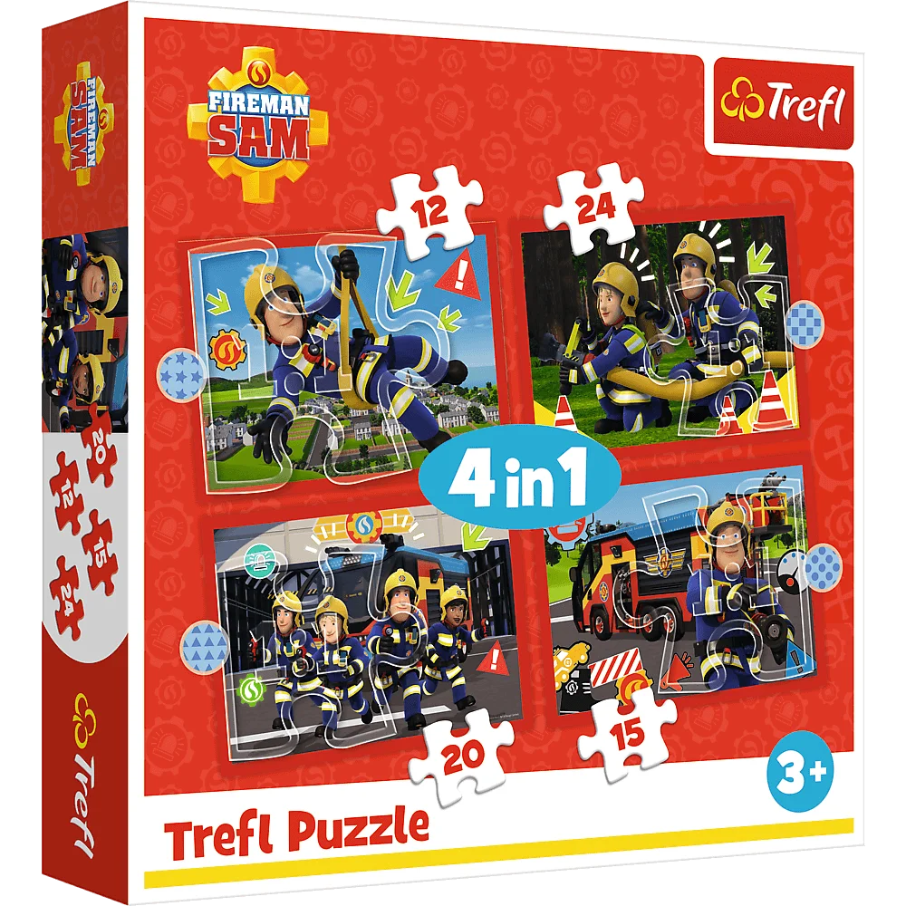  Puzzle 4w1 12/15/20/24 elementów strażak Sam +3 Trefl