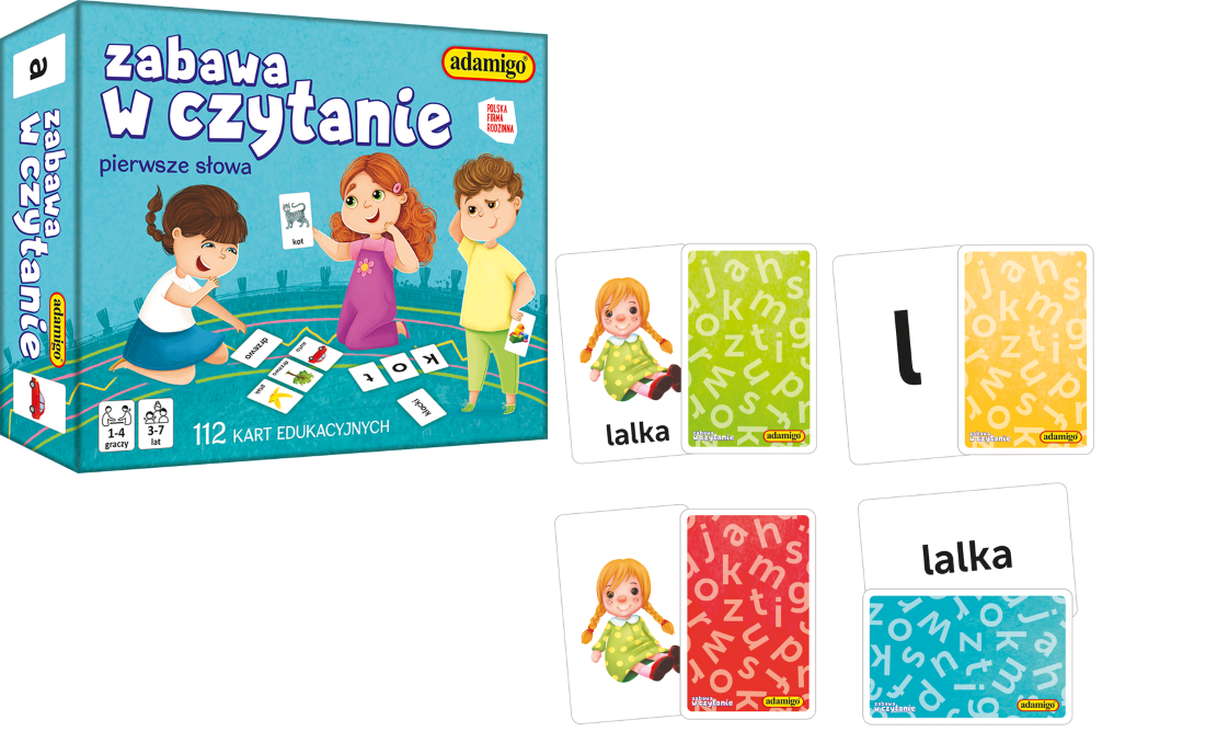 Gra edukacyjna zabawa w czytanie +3 Adamigo