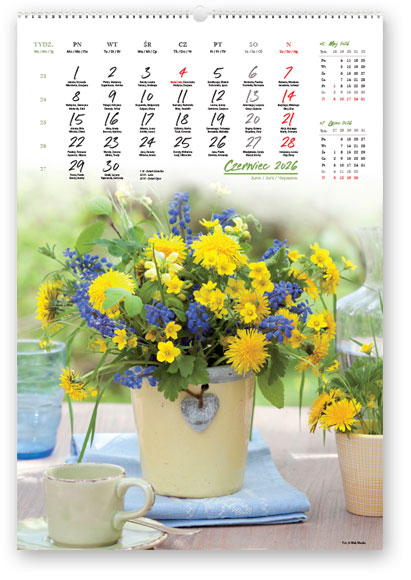 Kalendarz wieloplanszowy naścienny A3 32x47cm 2026 kwiaty Lucrum