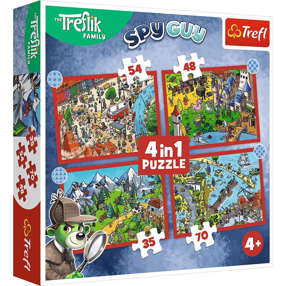  Puzzle 4w1 35/48/54/70 elementów podróże Treflików +4 Trefl