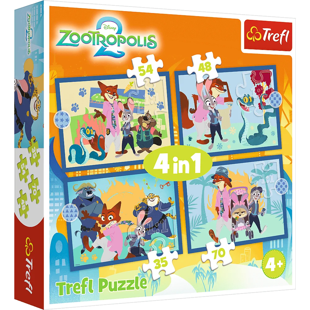  Puzzle 4w1 35/48/54/70 elementów zwierzęta +4 Trefl