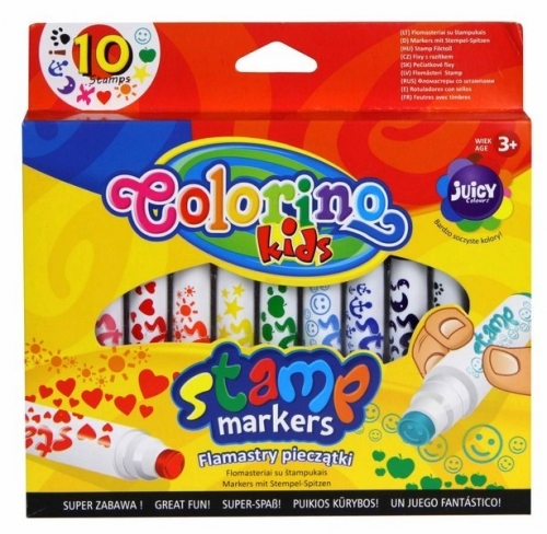 Flamastry pieczątki 10 kolorów Colorino Kids
