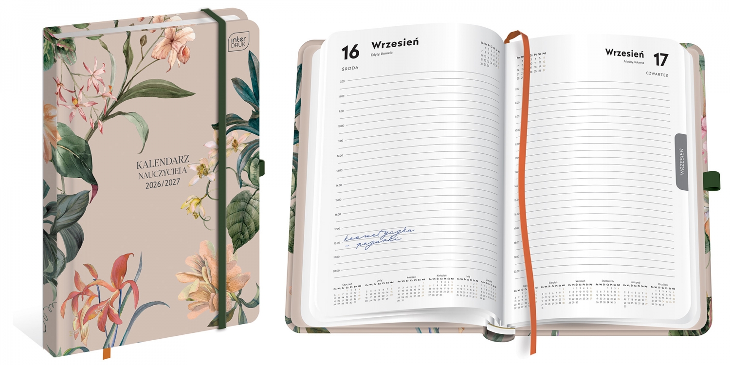 Kalendarz książkowy nauczyciela dzienny A5 2026/2027 Orchidea Interdruk