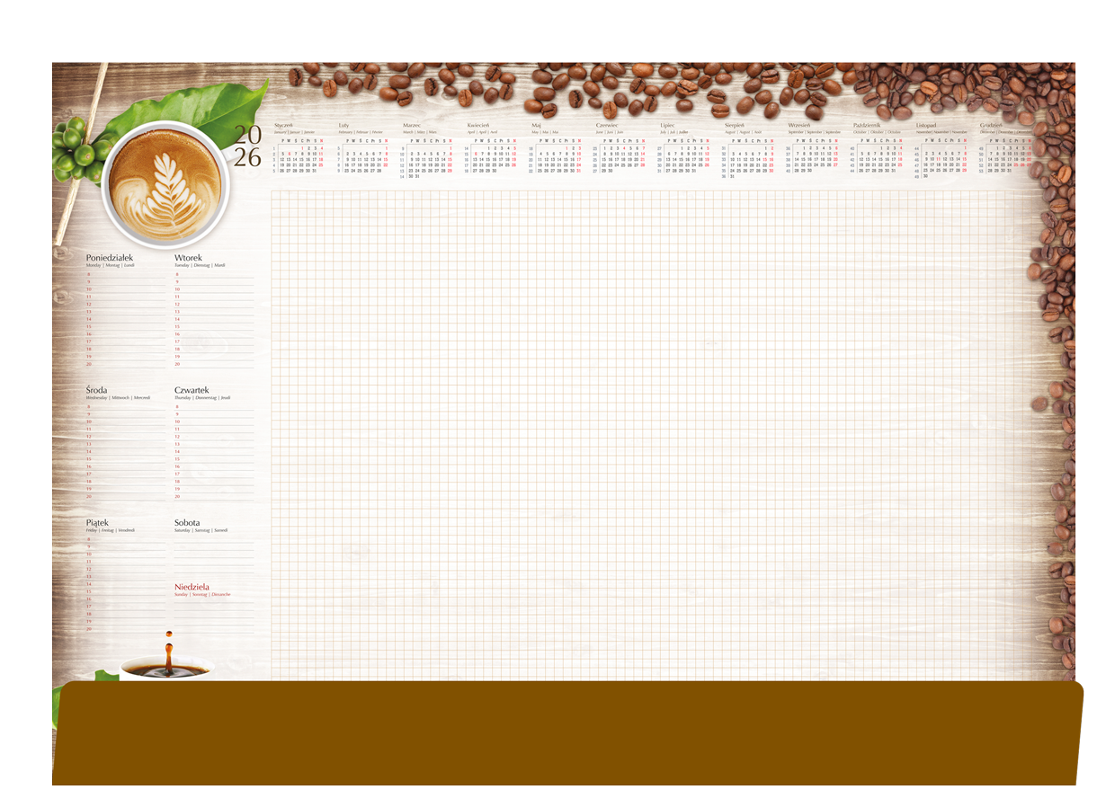 Biuwar kalendarz tygodniowy na biurko 42x59cm 52 kartki z listwą 2026 Michalczyk