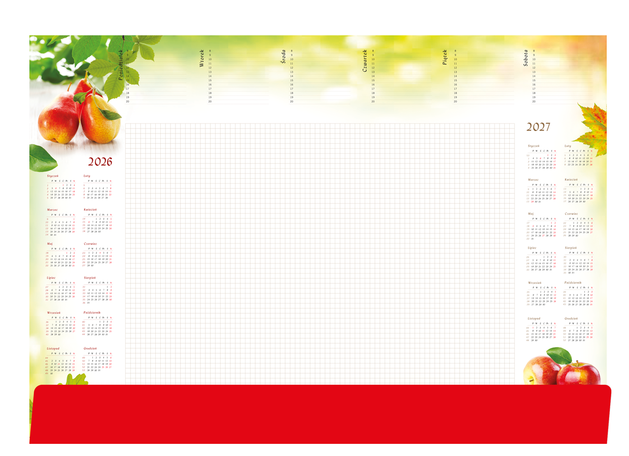 Biuwar kalendarz tygodniowy na biurko 42x59cm 52 kartki z listwą 2026 Michalczyk