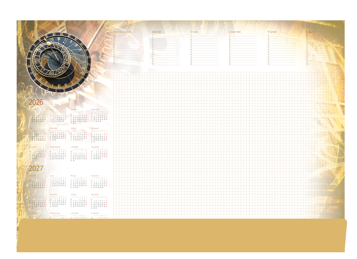 Biuwar kalendarz tygodniowy na biurko 42x59cm 52 kartki z listwą 2026 Michalczyk
