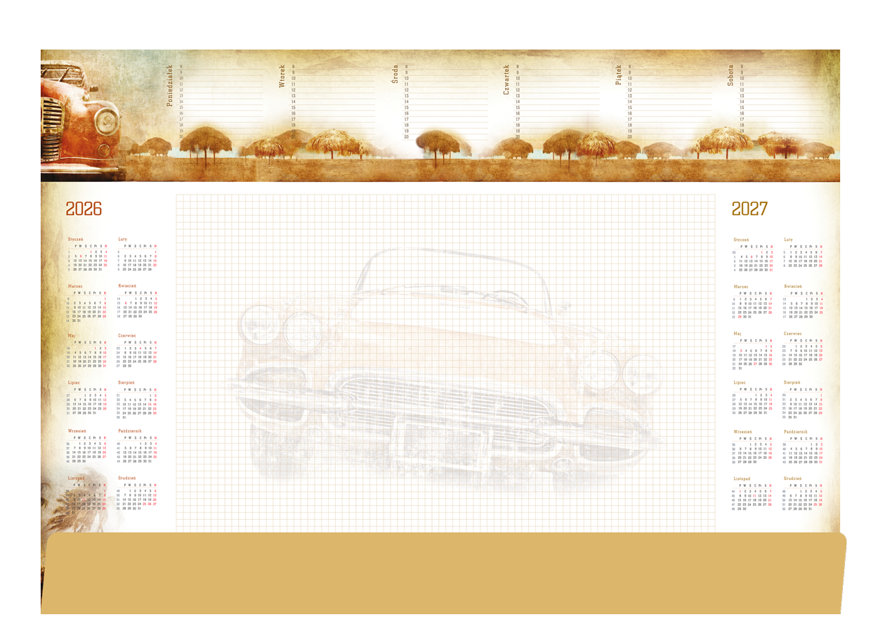 Biuwar kalendarz tygodniowy na biurko 42x59cm 52 kartki z listwą 2026 Michalczyk