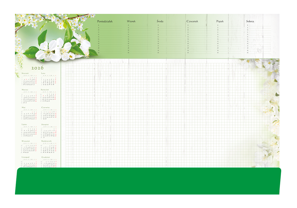 Biuwar kalendarz tygodniowy na biurko 33x42cm 52 kartki z listwą 2026 Michalczyk