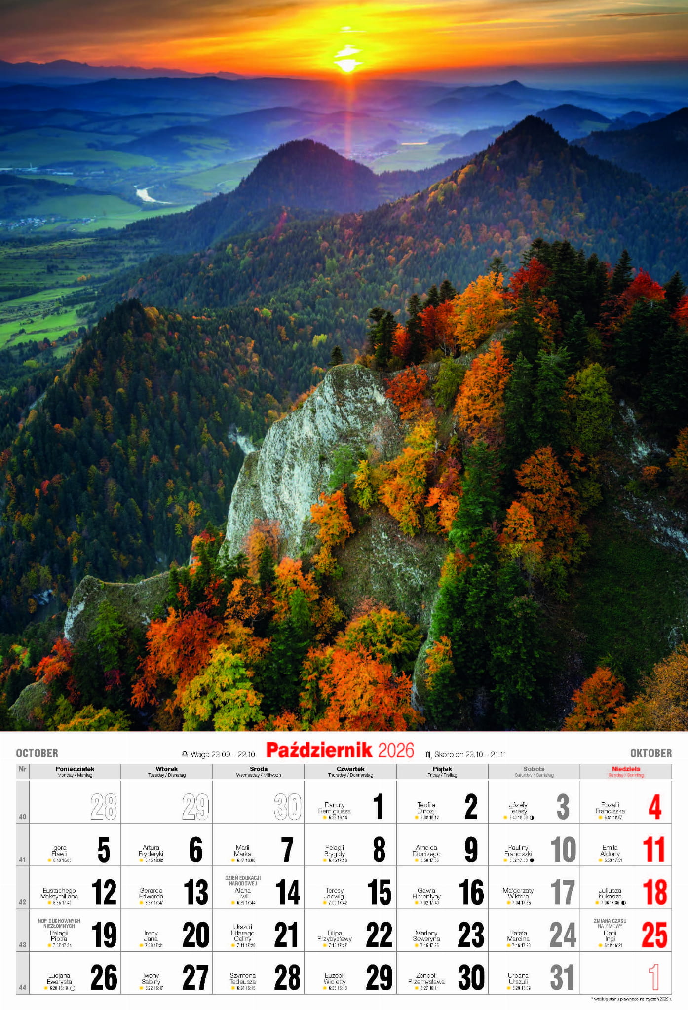 Kalendarz wieloplanszowy naścienny A3 32x47cm 2026 Malownicza Polska Avanti