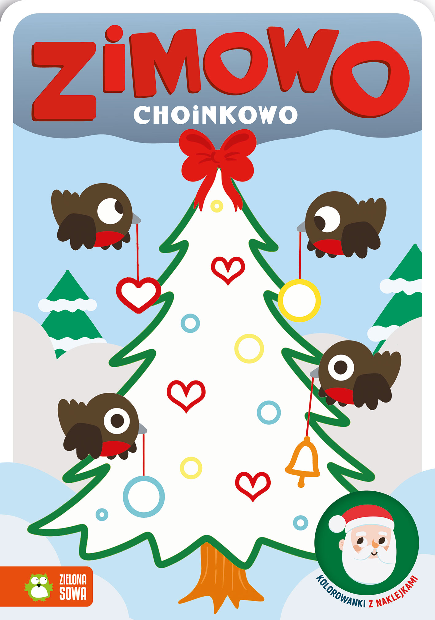 Kolorowanki z naklejkami Zimowo choinkowo B5/24str Zielona Sowa