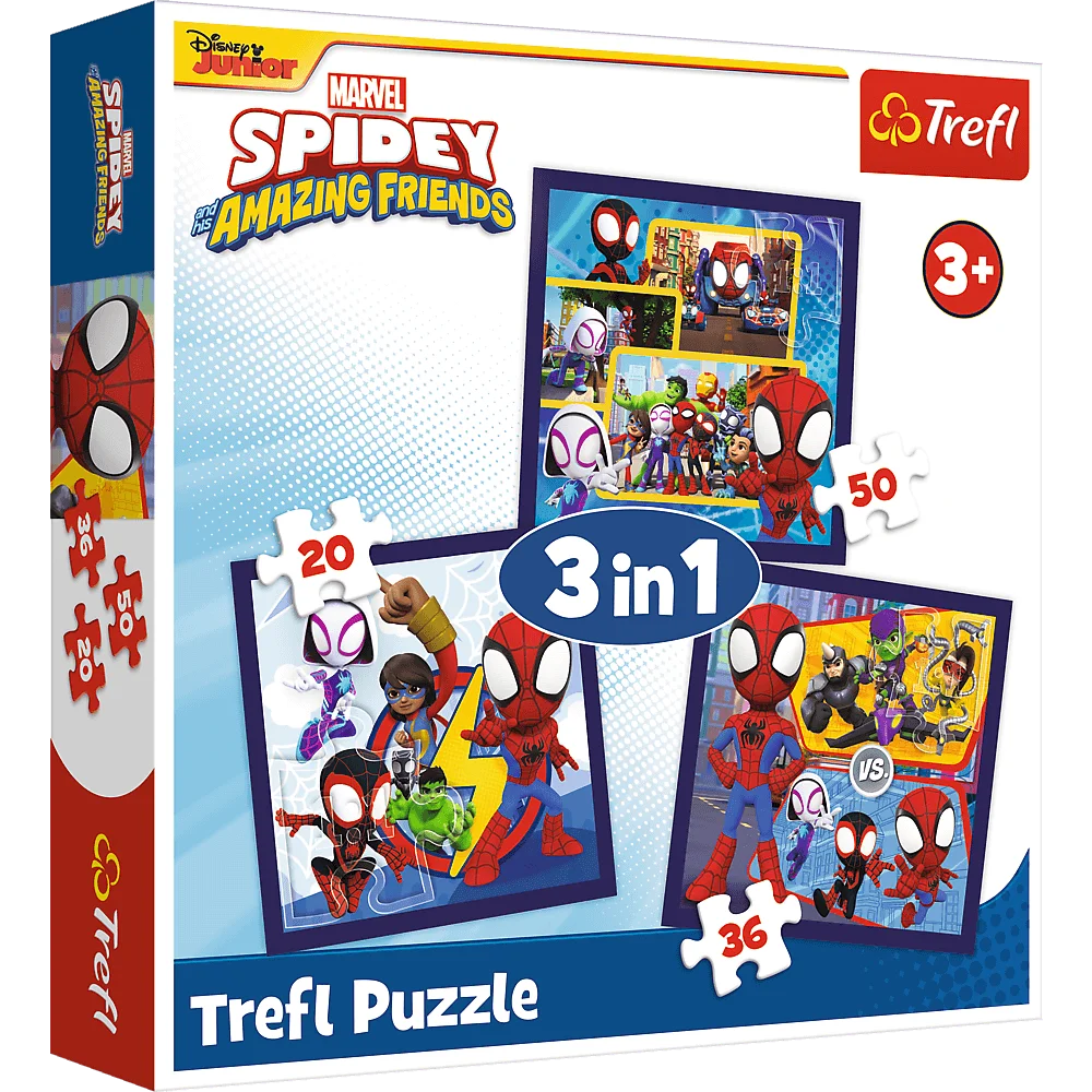  Puzzle 3w1 20/36/50 elementów Spidey +3 Trefl
