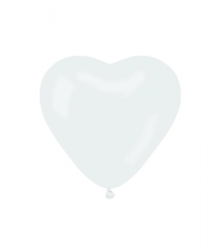 Balon serce 25cm 100szt. biały Partydeco