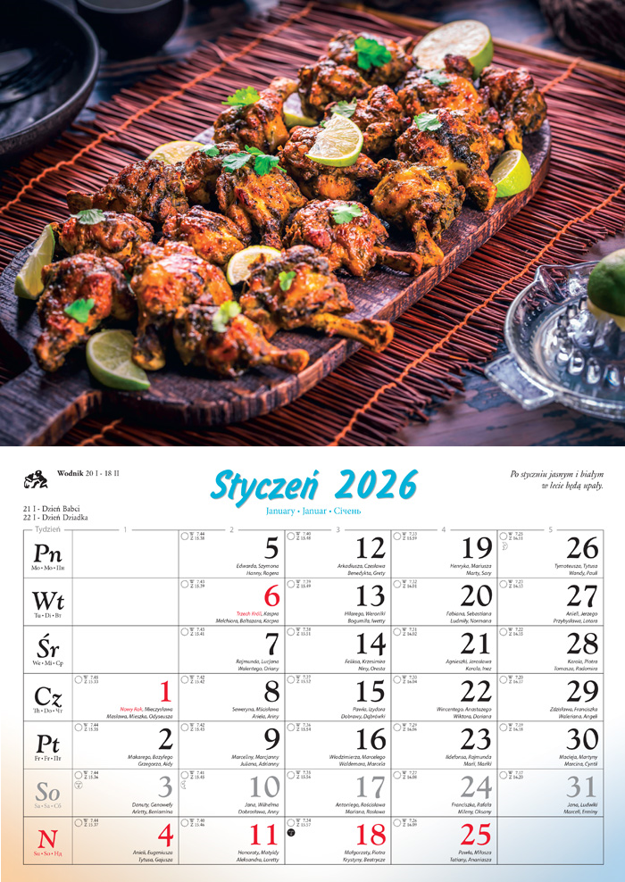 Kalendarz naścienny rodzinny 28x40cm 2026 kulinarny Lucrum
