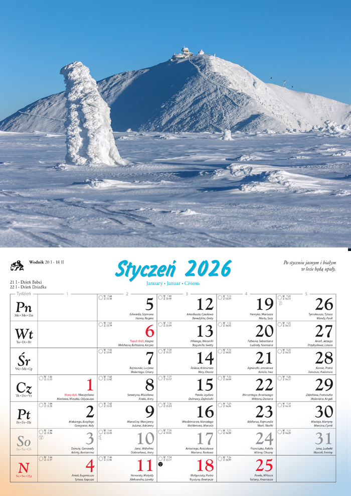 Kalendarz naścienny rodzinny 28x40cm 2026 Pejzaże Polski Lucrum