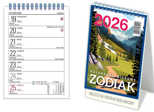 Kalendarz biurkowy stojący 12x20cm 2026 Zodiak Telegraph