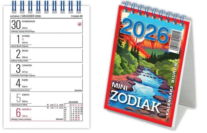 Kalendarz biurkowy stojący 9x12cm 2026 Mini Zodiak Telegraph