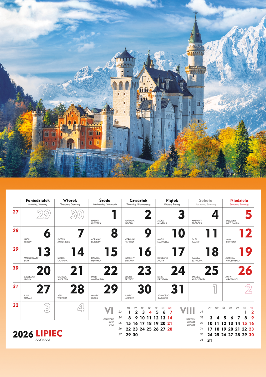 Kalendarz naścienny jednodzielny 31x48cm 2026 Michalczyk