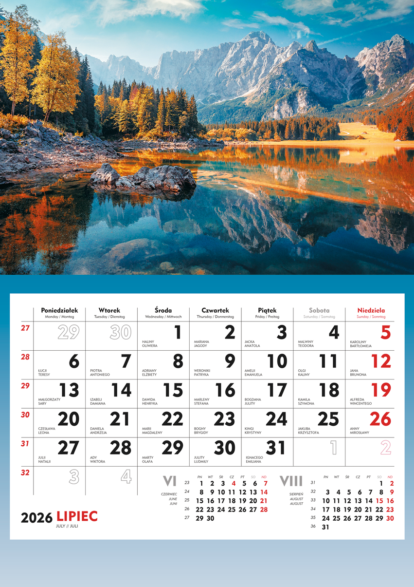 Kalendarz naścienny jednodzielny 31x48cm 2026 Michalczyk