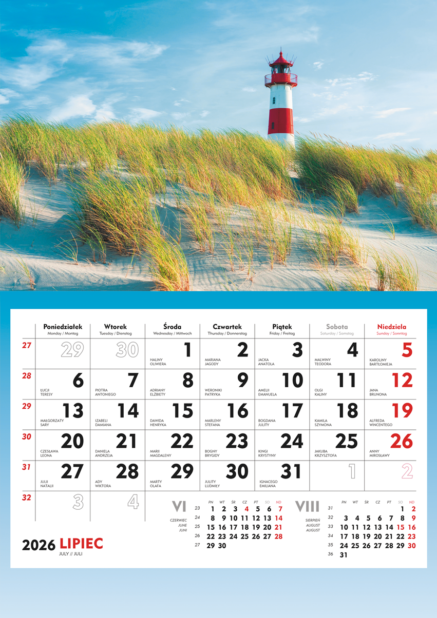Kalendarz naścienny jednodzielny 31x48cm 2026 Michalczyk