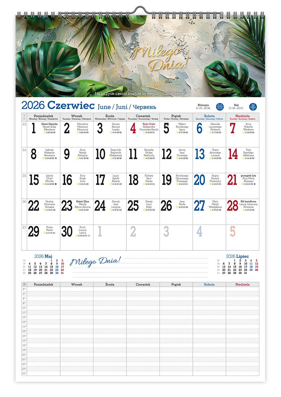 Kalendarz naścienny wieloplanszowy notatnikowy A3 2025/2026 Manager Pan Kalendarzyk