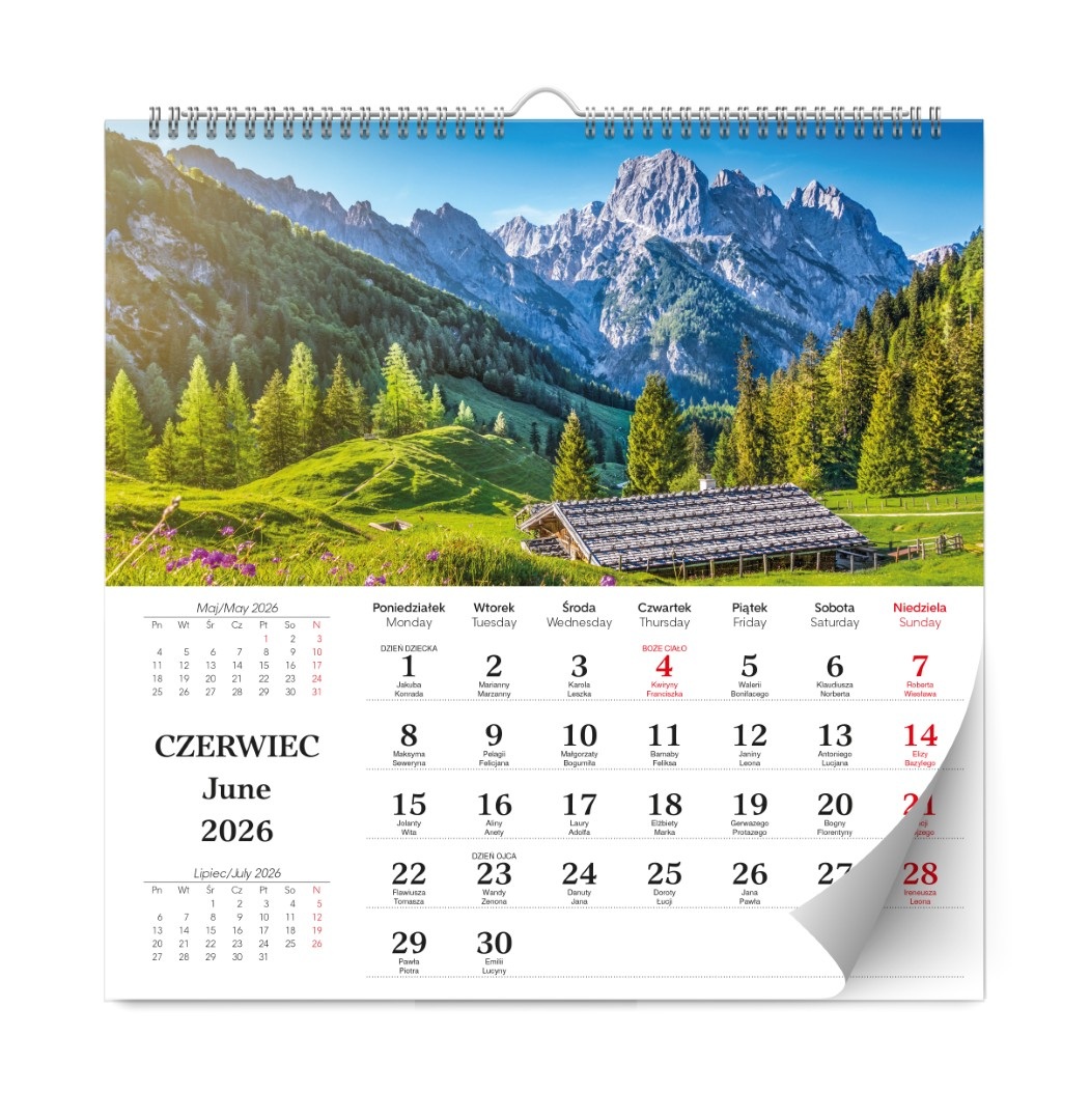 Kalendarz naścienny wieloplanszowy 33x33cm 2026 Lux krajobrazy Kalpolbis