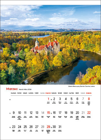 Kalendarz wieloplanszowy naścienny 32x50cm 2026 rzeki Polski Jotan