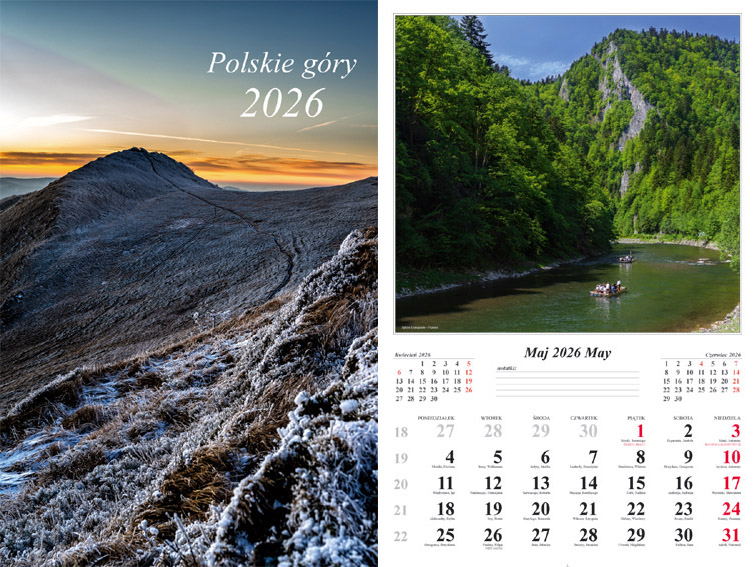 Kalendarz naścienny wieloplanszowy 32x48cm 2026 polskie góry Radwan