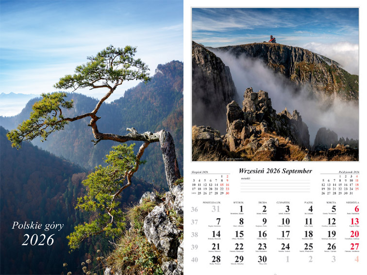 Kalendarz naścienny wieloplanszowy 32x48cm 2026 polskie góry Radwan