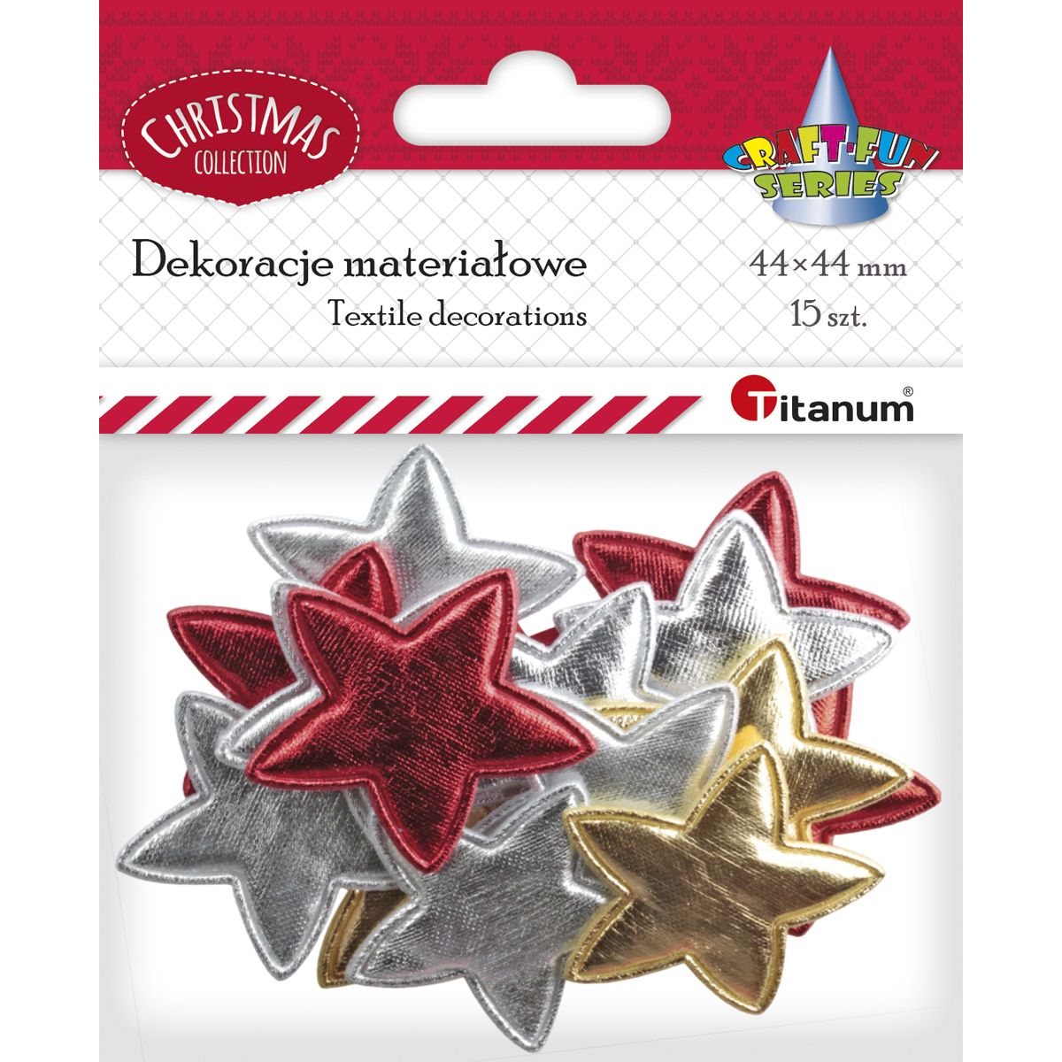 Dekoracje materiałowe gwiazdki 15szt Titanum