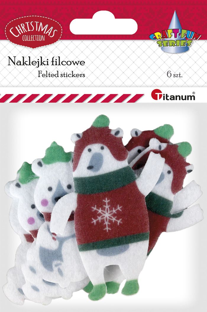 Dekoracja filcowa samoprzylepna misie 6szt Titanum