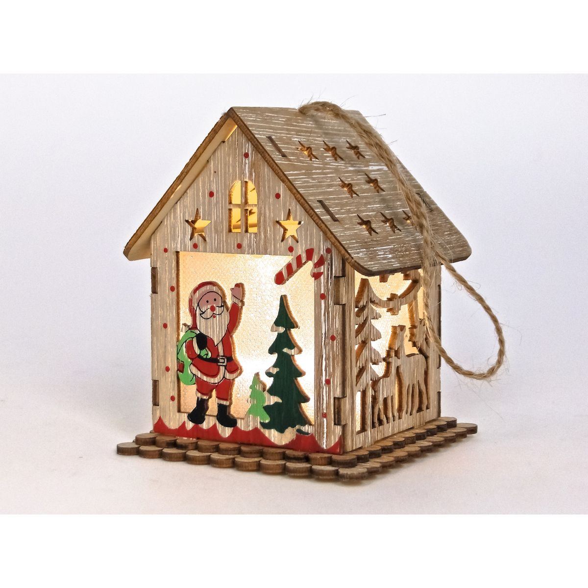 Lampion świąteczny drewniany 11cm Adar