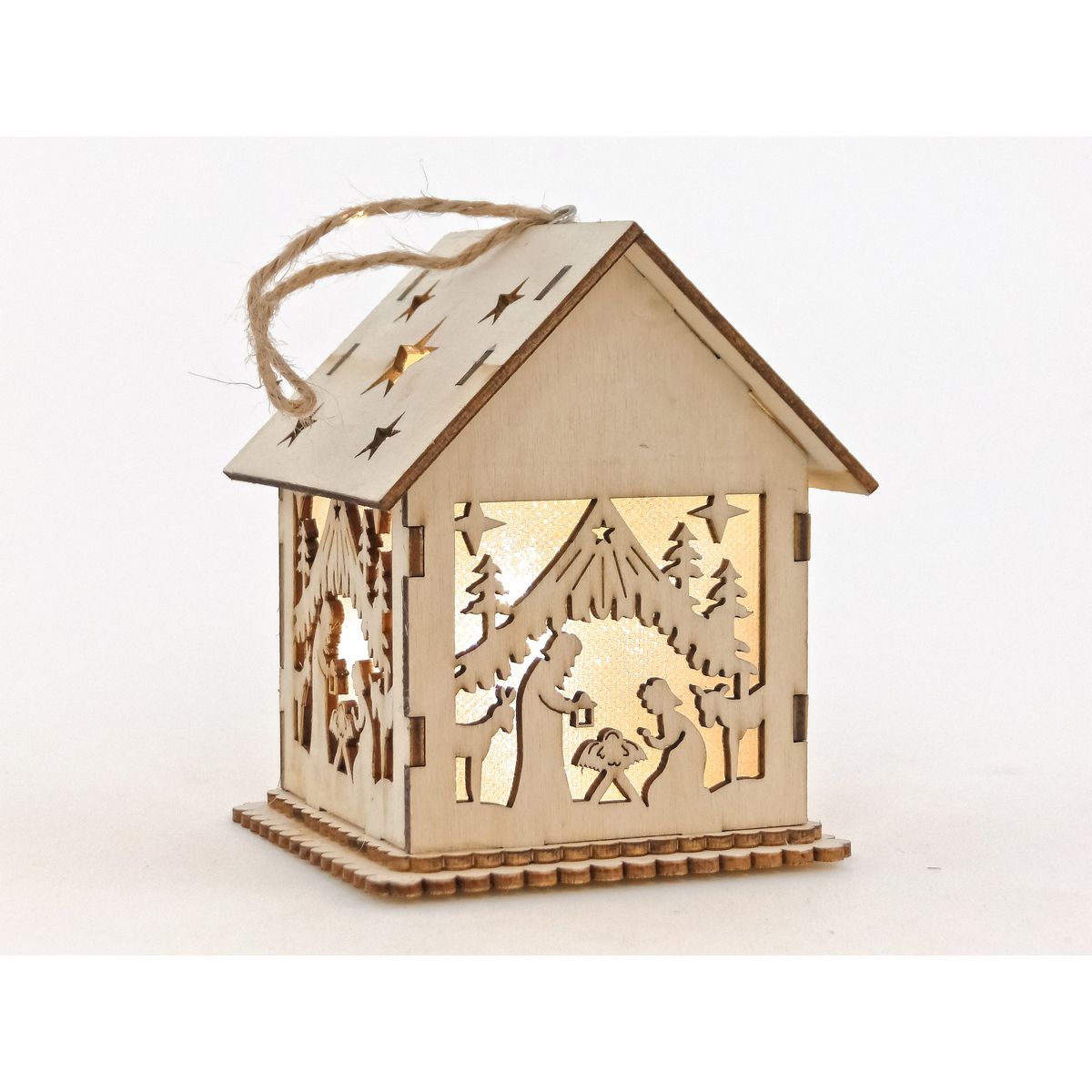 Lampion świąteczny drewniany 11cm Adar