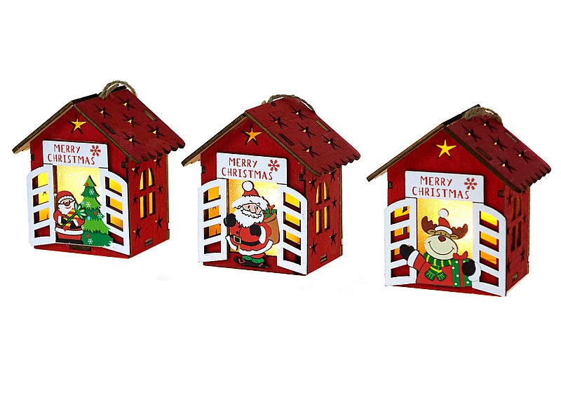 Lampion świąteczny drewniany 8cm Adar