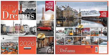 Kalendarz naścienny wieloplanszowy 30x60cm 2026 city Kukartka