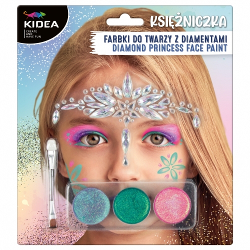 Farby do twarzy 3 kolory + diamenty  Kidea