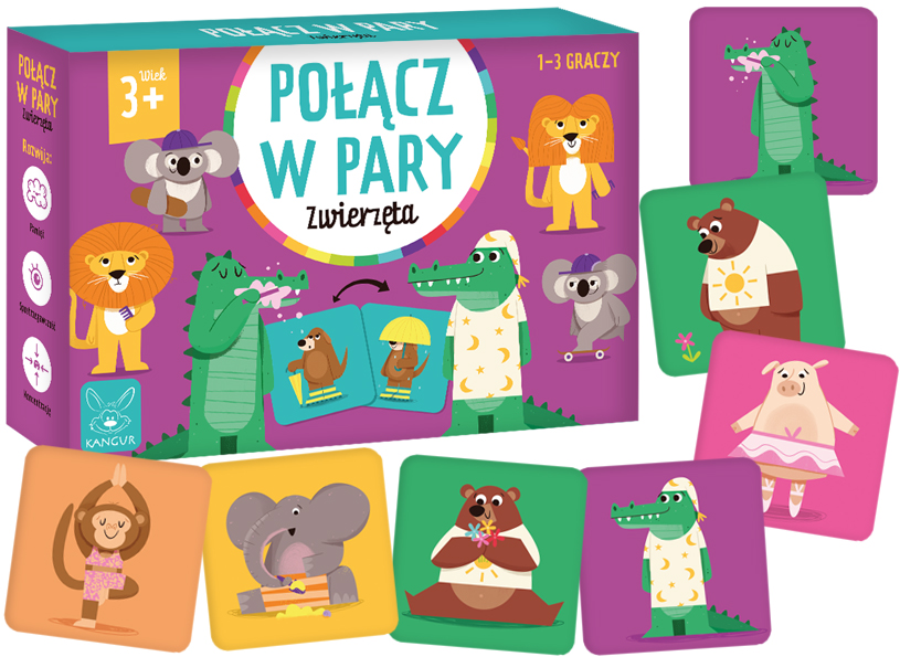 Gra edukacyjna połącz w pary Zwierzęta +3 Kangur
