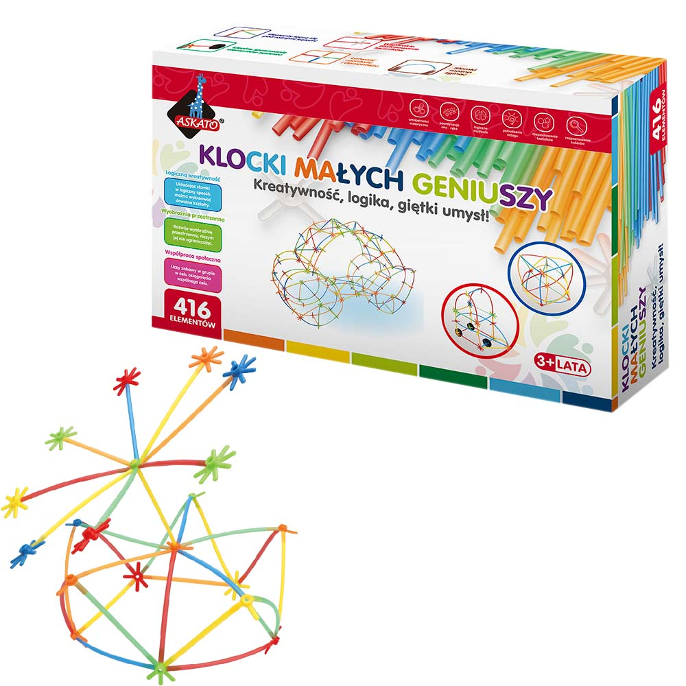 Klocki małych geniuszy midi słomki 416 elem Askato