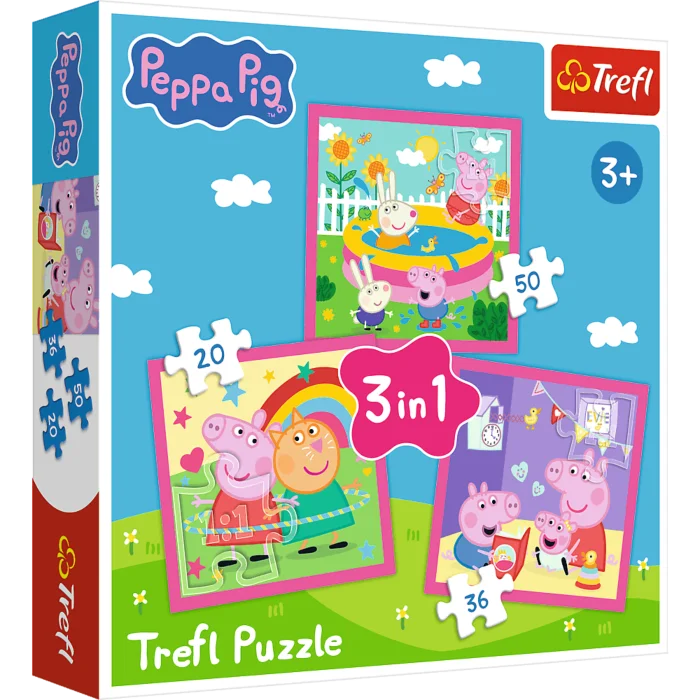  Puzzle 3w1 20/36/50 elementów Świnka Peppa +3 Trefl