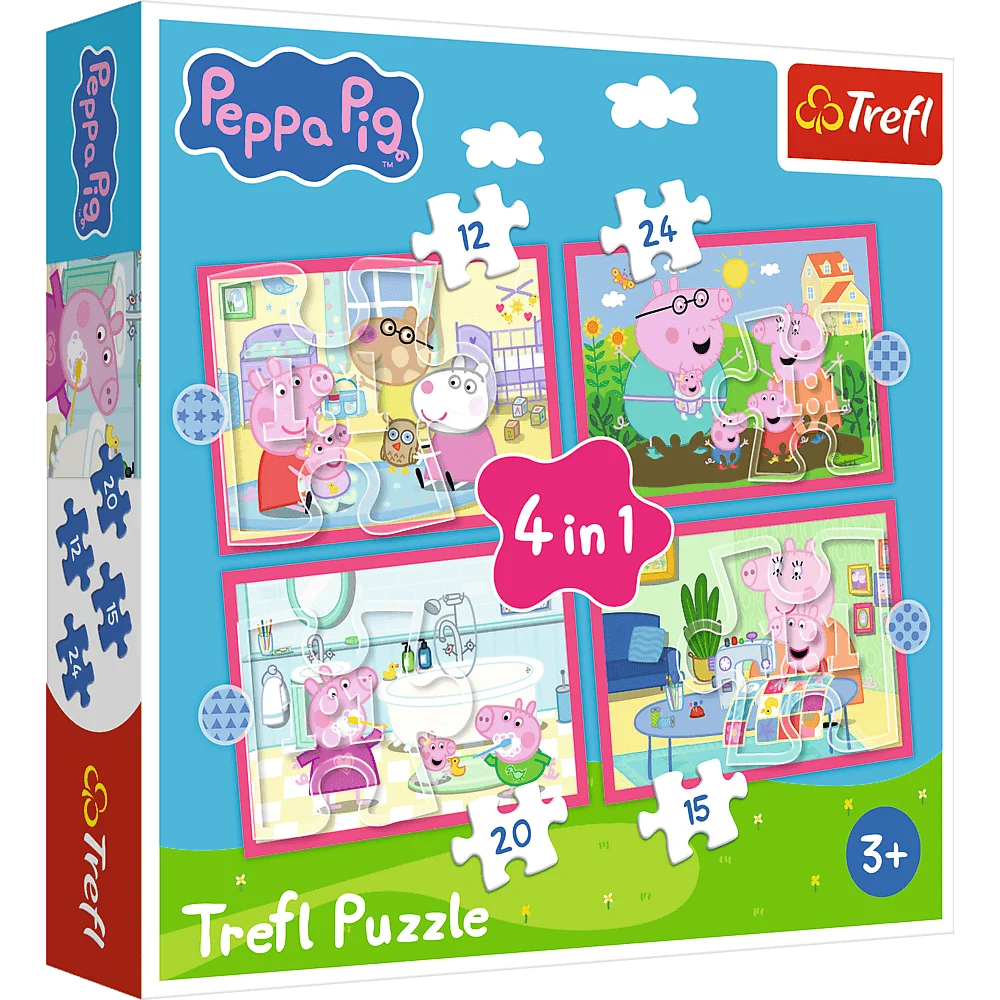  Puzzle 4w1 12/15/20/24 elementów świnka Peppa +3 Trefl
